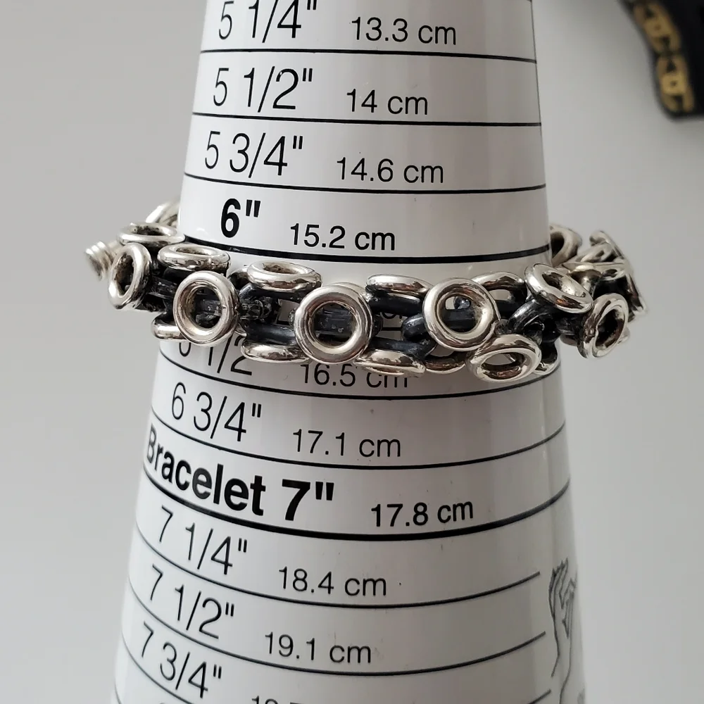 Sterling Silver 925 Circles and Linked Bracelet